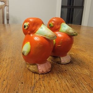 Vintage Red Parrot Salt & Pepper Shakers Set